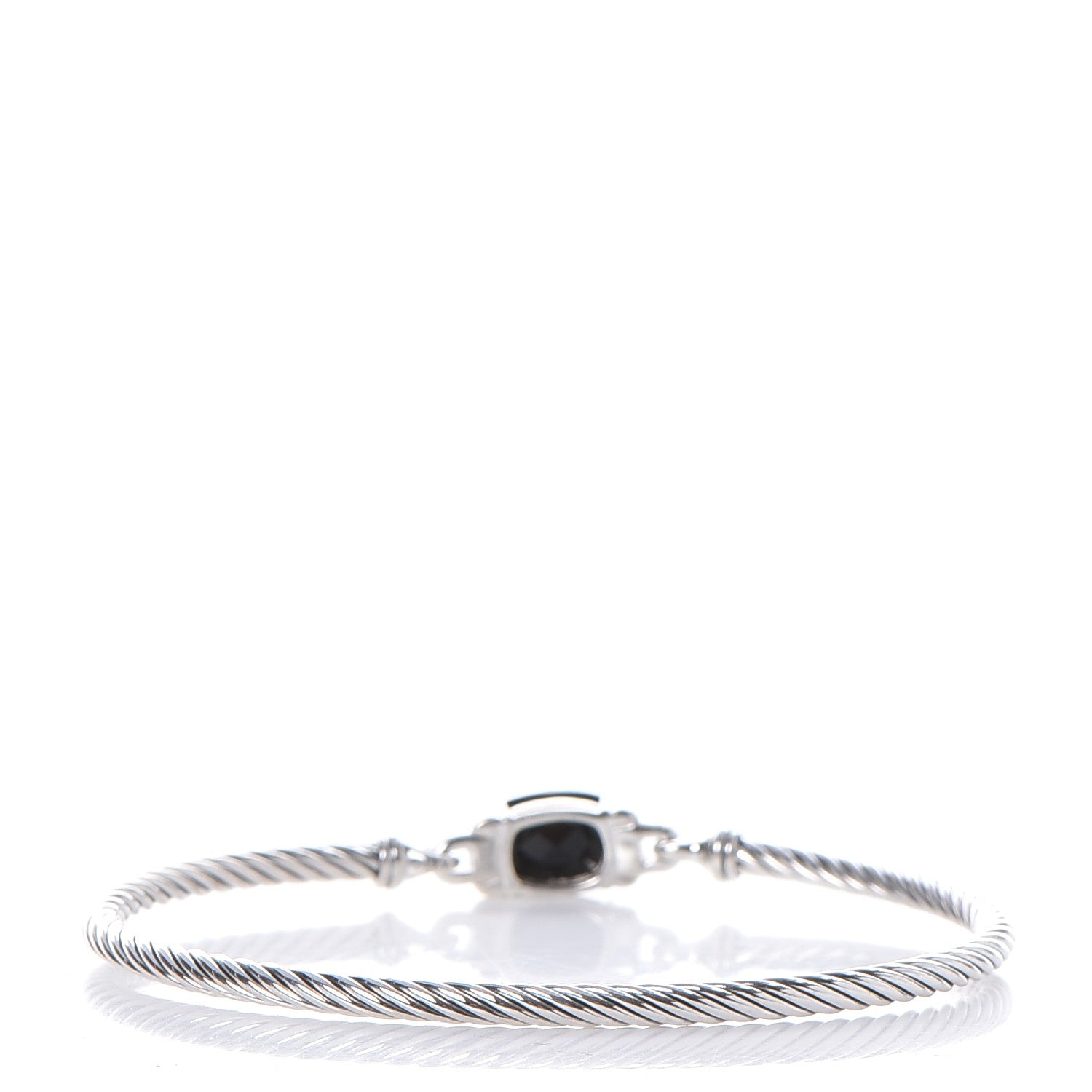 David Yurman Sterling Silver Diamond Black Onyx 3mm Petite Wheaton Bracelet 3 of 5