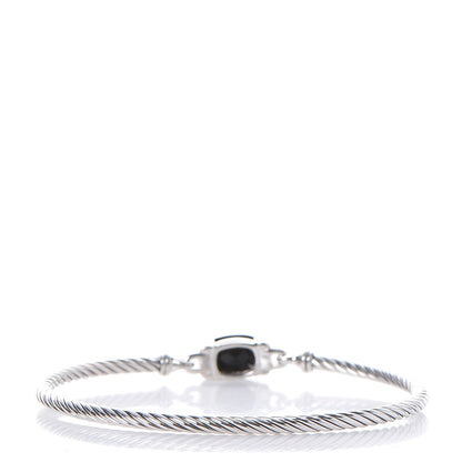David Yurman Sterling Silver Diamond Black Onyx 3mm Petite Wheaton Bracelet 3 of 5