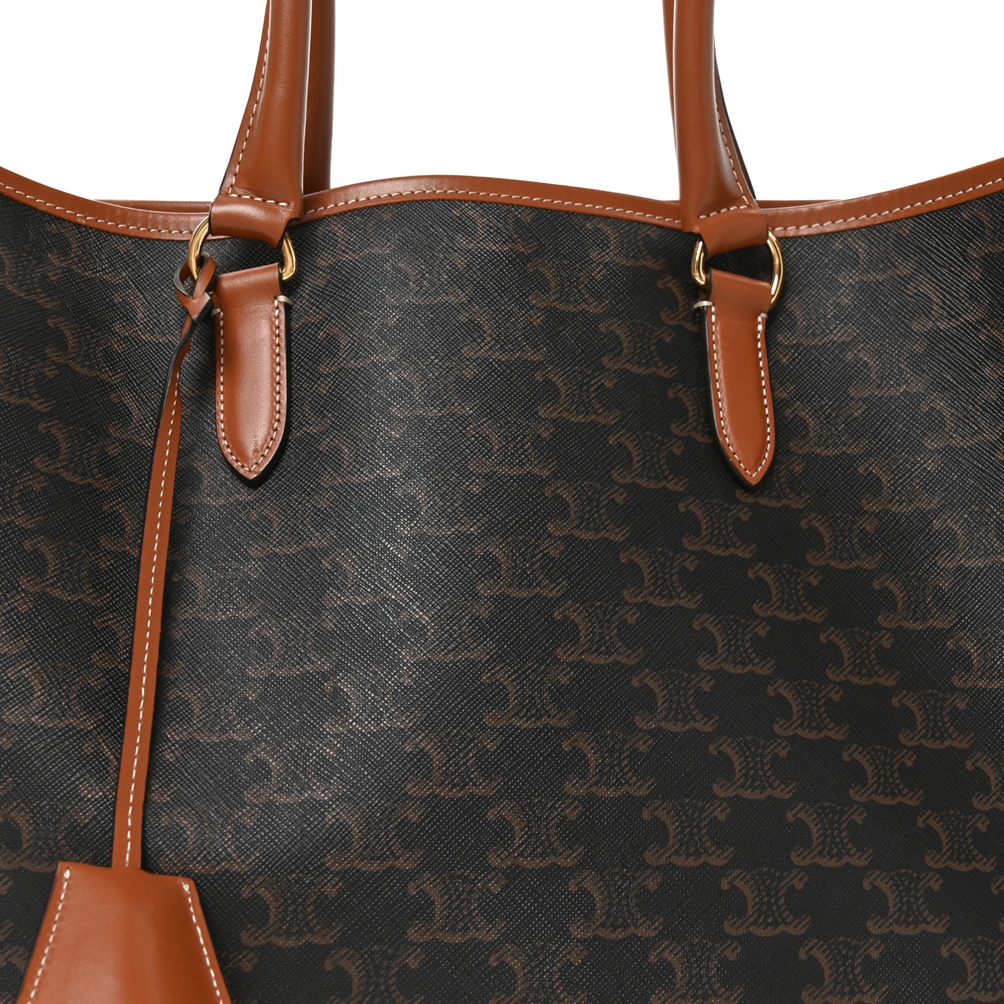 Triomphe Canvas Calfskin Horizontal Cabas Tan