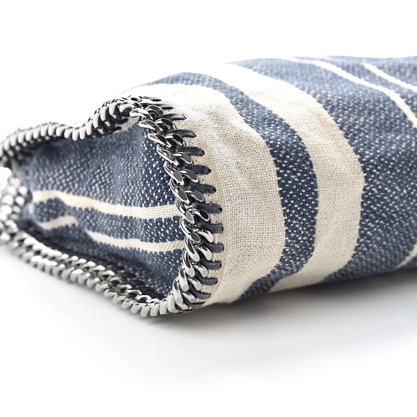 Canvas Mini Striped Falabella Fold Over Tote Navy