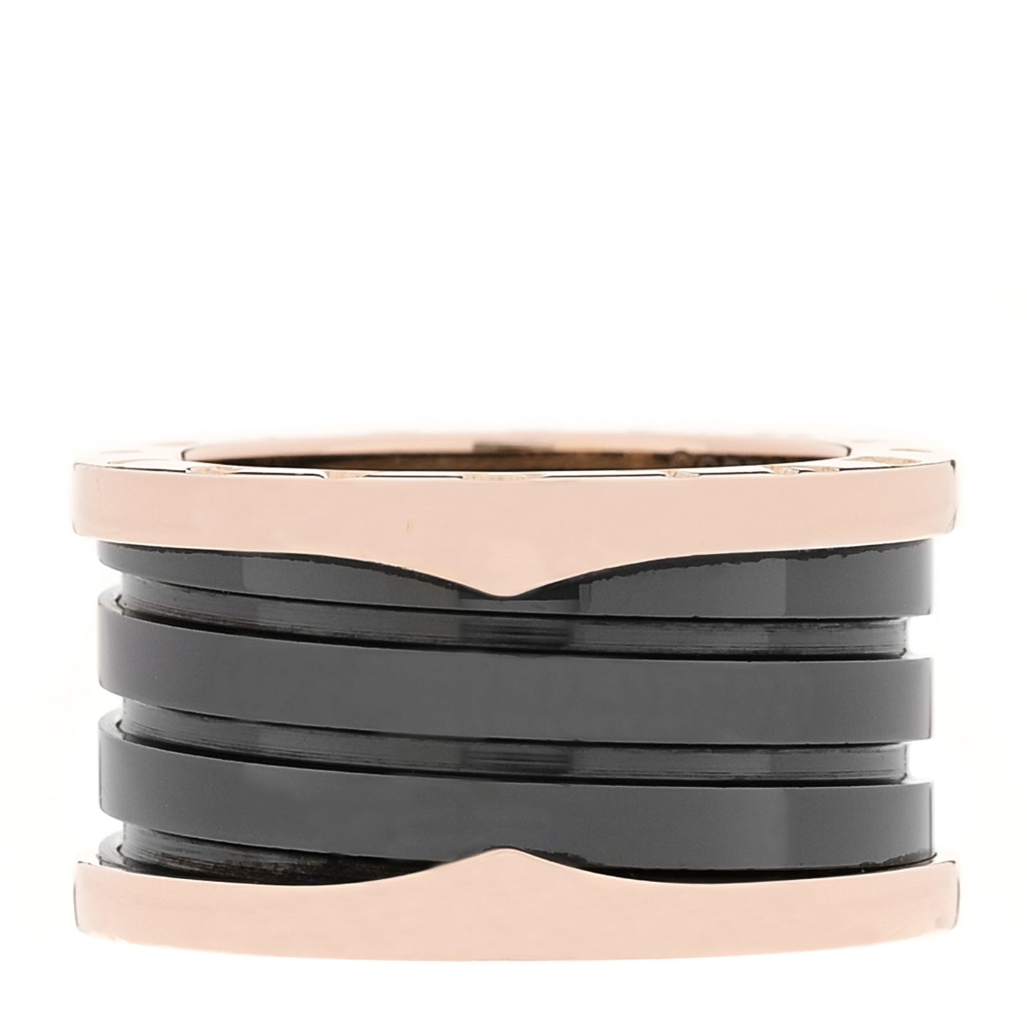 18K Rose Gold Black Ceramic B.Zero1 Four-Band Ring 53 6.25