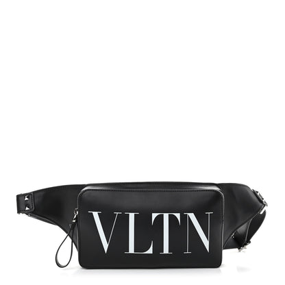 Valentino Garavani Calfskin VLTN Belt Bag Black White 1 of 8