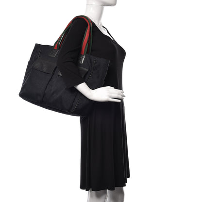 Gucci GG Monogram Medium Web Handle Double Pocket Tote Black 2 of 16