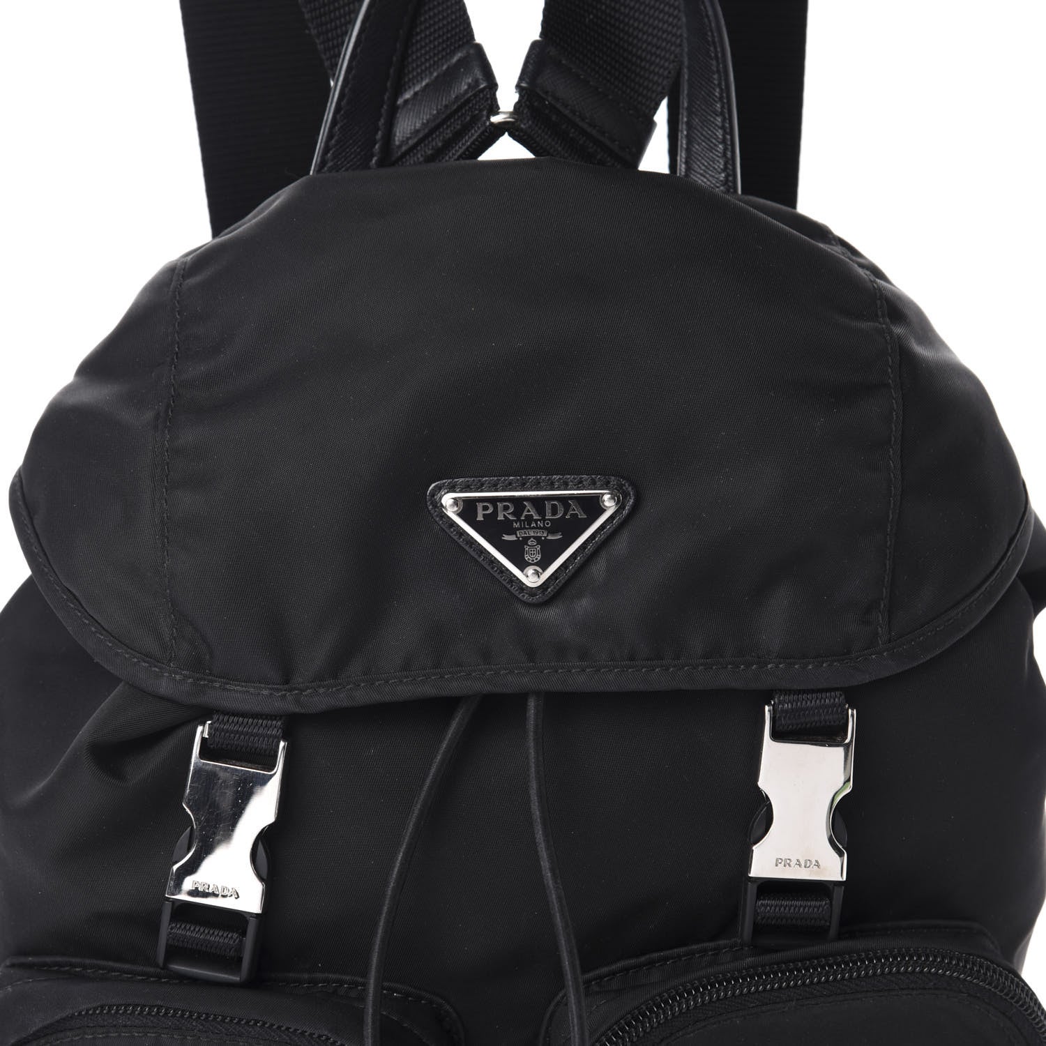 Prada Tessuto Nylon Vela Small Double Buckle Backpack Black 10 of 10