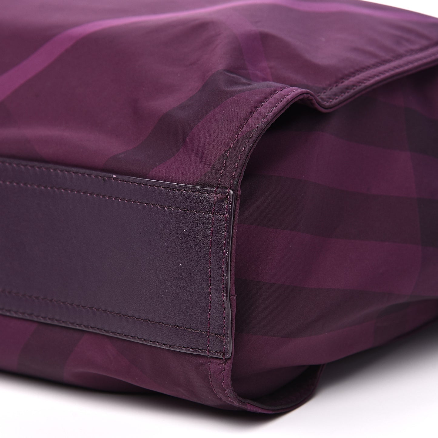 Nylon Check Small Buckleigh Packable Tote Purple