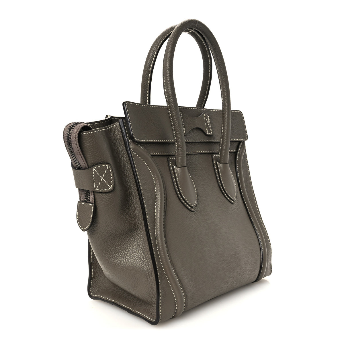 Celine Drummed Calfskin Micro Luggage Souris 3 of 10