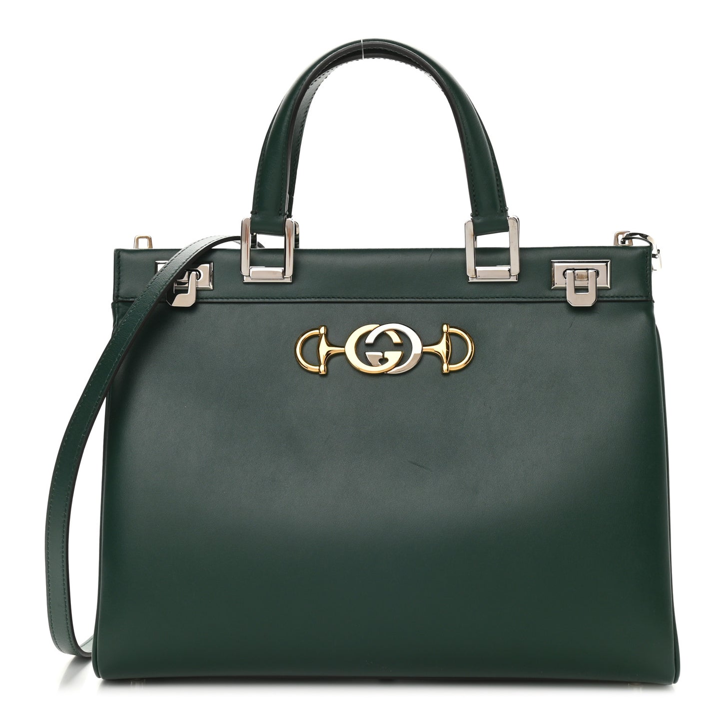 Smooth Calfskin Medium Zumi Top Handle Bag Vintage Green