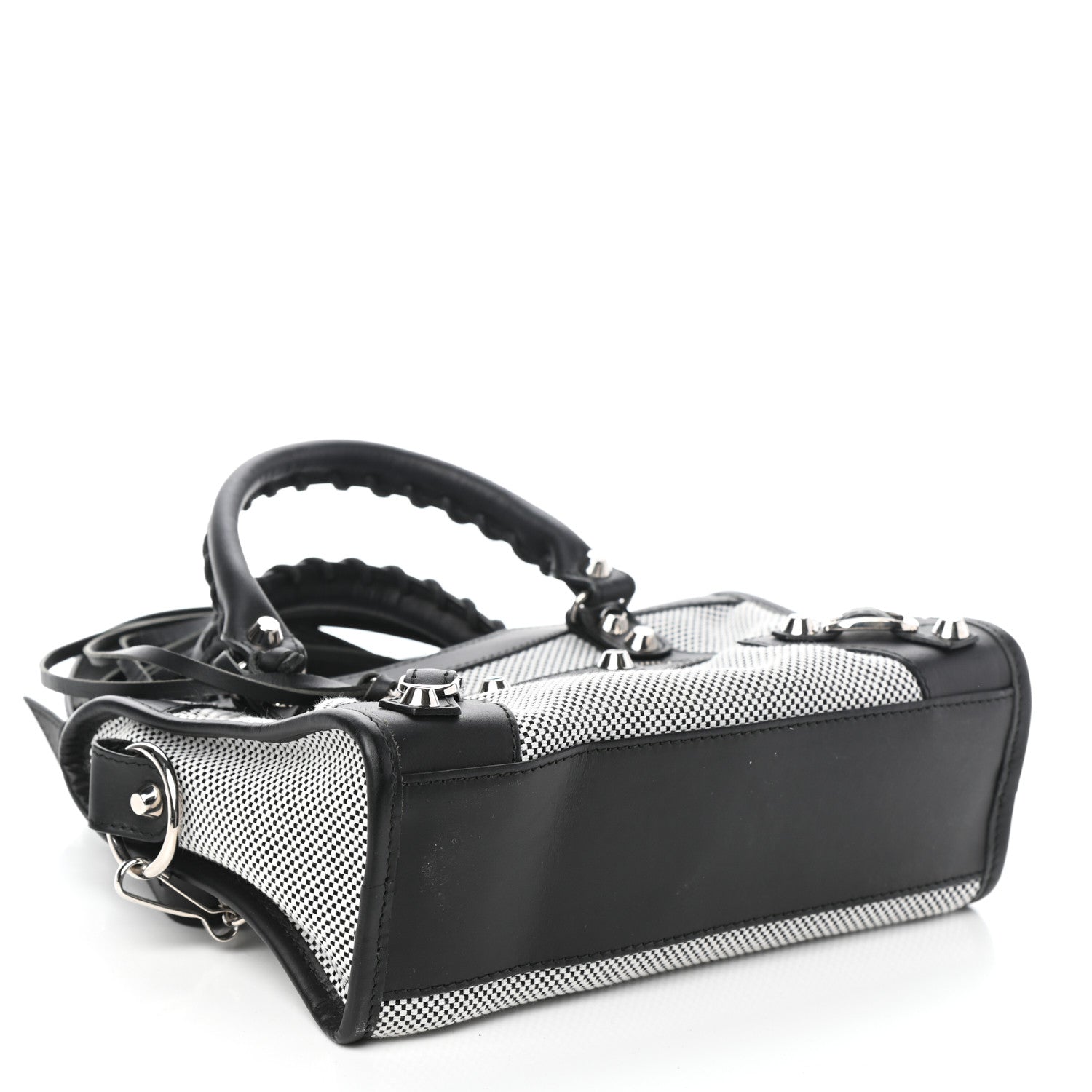 Balenciaga Calfskin Twill Classic Silver Hardware Mini City Black White 4 of 8
