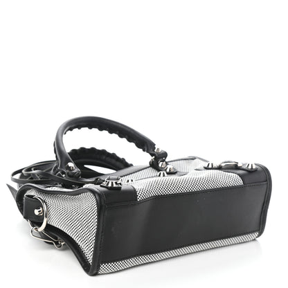 Balenciaga Calfskin Twill Classic Silver Hardware Mini City Black White 4 of 8