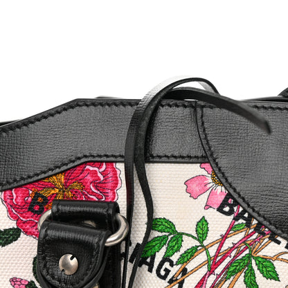 Balenciaga X GUCCI Canvas Azalea Calfskin Flora Logo Print Neo Classic Silver Hardware Medium City White Multicolor Black 12 of 12