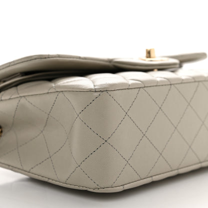 Chanel Lambskin Quilted Small Double Flap Light Grey 9 of 12