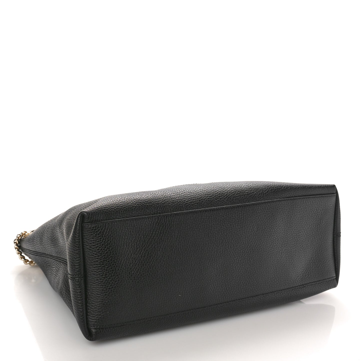 Pebbled Calfskin Medium Soho Chain Shoulder Bag Black