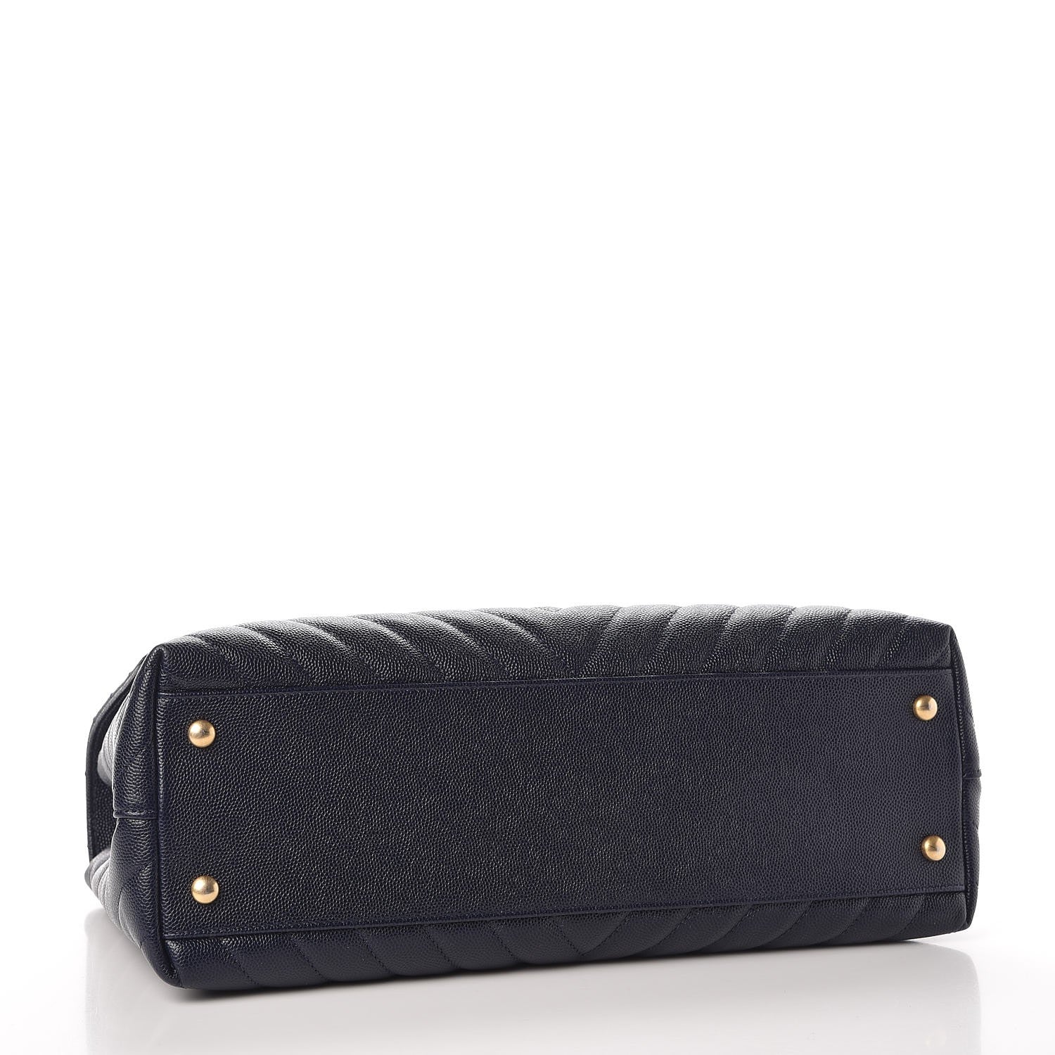 Chanel Caviar Chevron Quilted Medium Coco Handle Flap Navy Blue 4 of 8