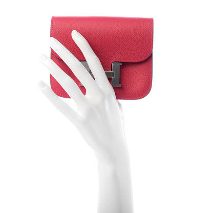 Hermes Evercolor Verso Constance Slim Wallet Framboise Rouge Sellier 2 of 7
