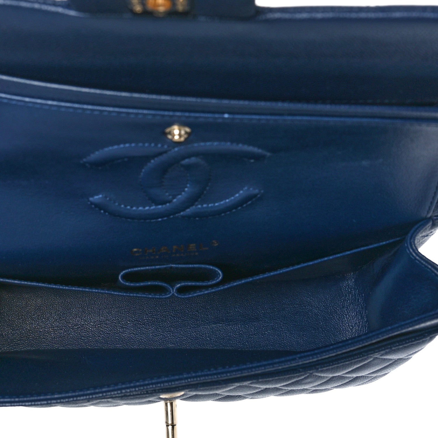 Chanel Caviar Quilted Medium Double Flap Dark Blue 5 of 13