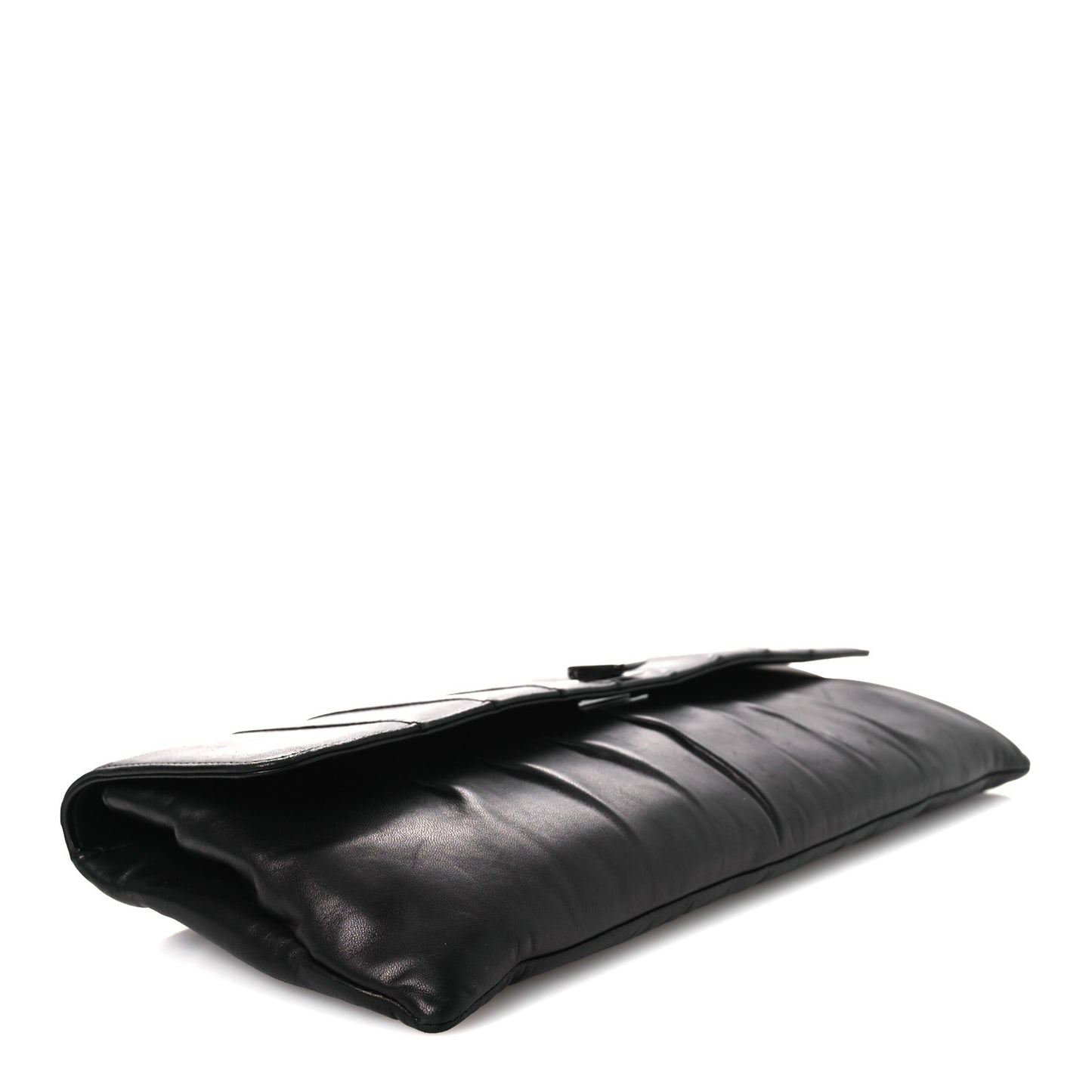 Lambskin Vertical Quilted Clutch Black