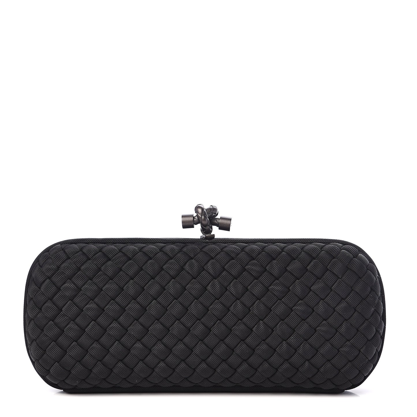 Silk Faille Intrecciato Knot Clutch Black
