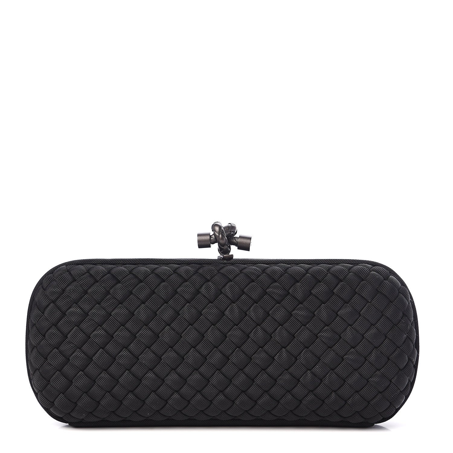 Bottega Veneta Silk Faille Intrecciato Knot Clutch Black 1 of 8
