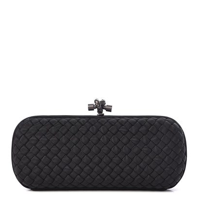 Bottega Veneta Silk Faille Intrecciato Knot Clutch Black 1 of 8