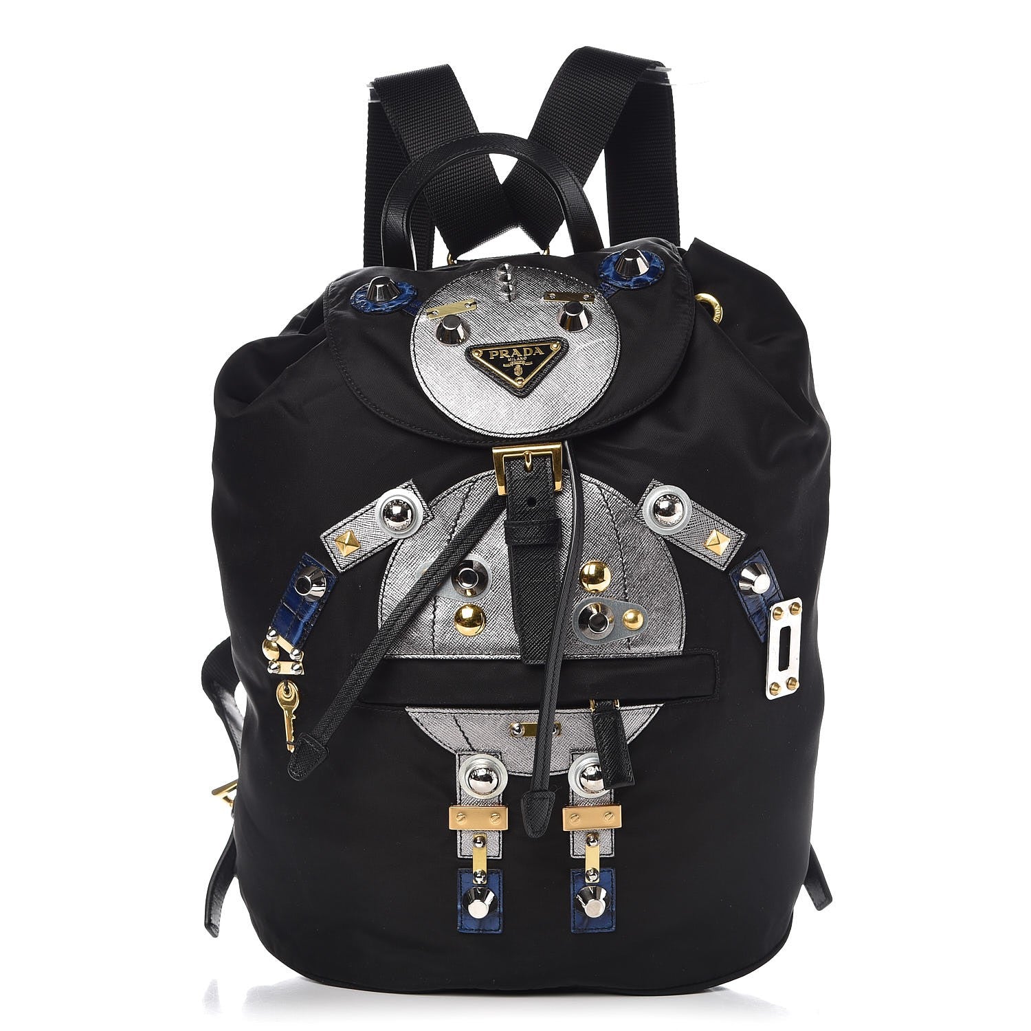 Prada Tessuto Nylon Robot Backpack Black Multicolor 1 of 10