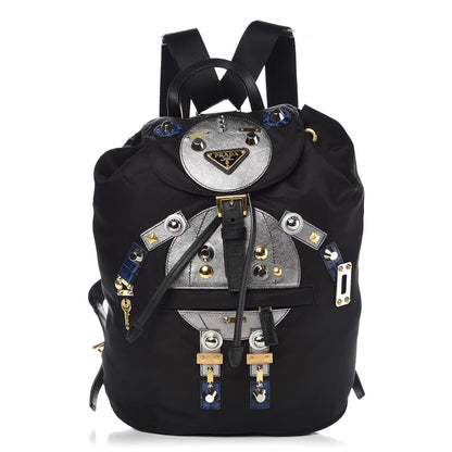 Prada Tessuto Nylon Robot Backpack Black Multicolor 1 of 10