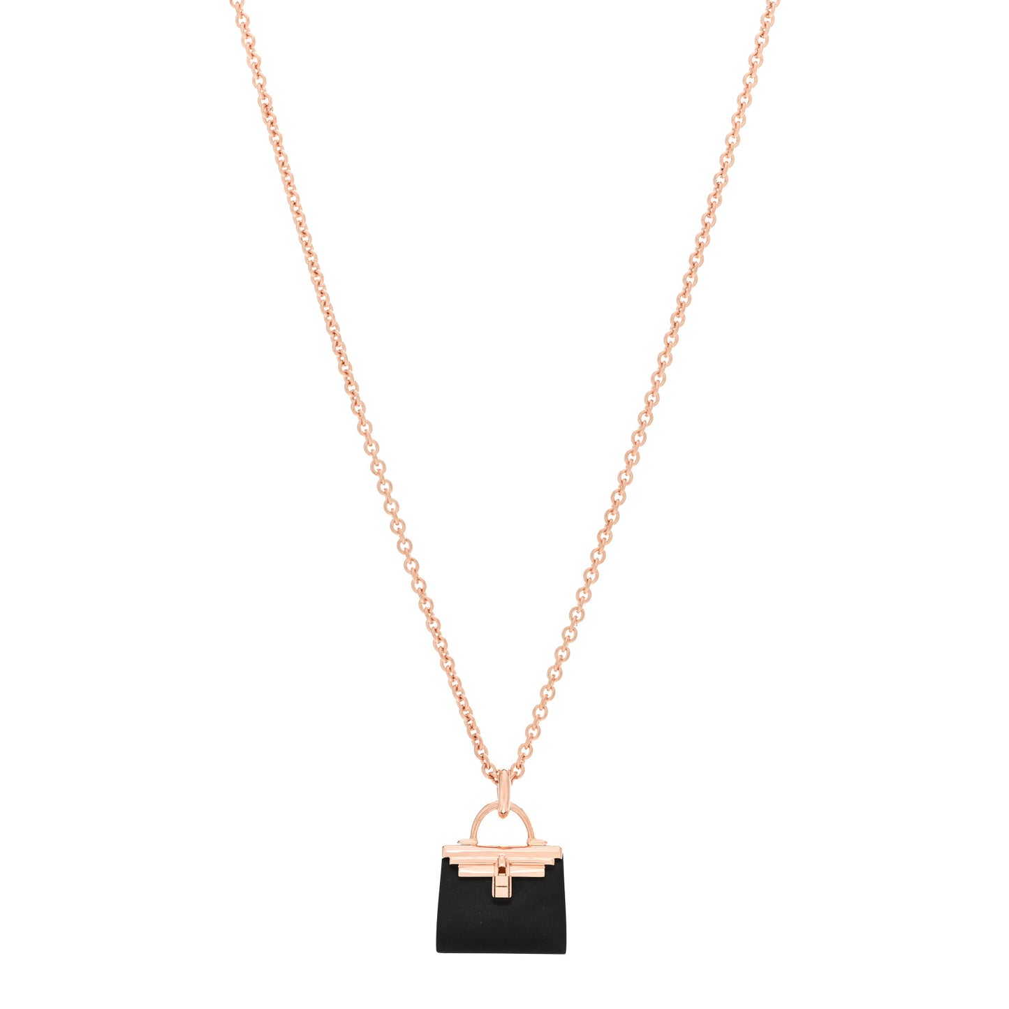18K Rose Gold Black Jade Kelly Amulettes Pendant Necklace