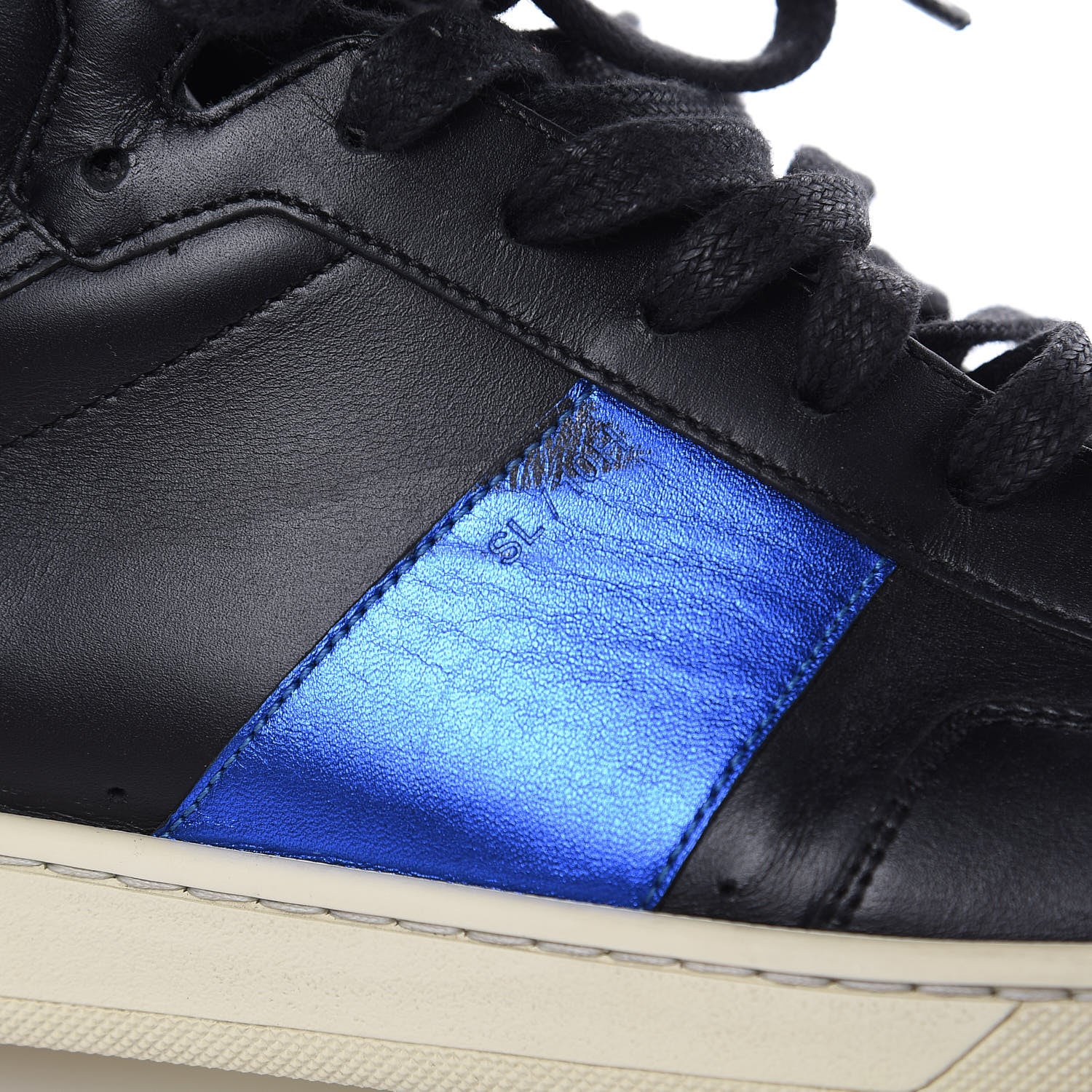 Saint Laurent Calfskin Court Classic SL/10H High Top Sneakers 44 Black Blue 12 of 14