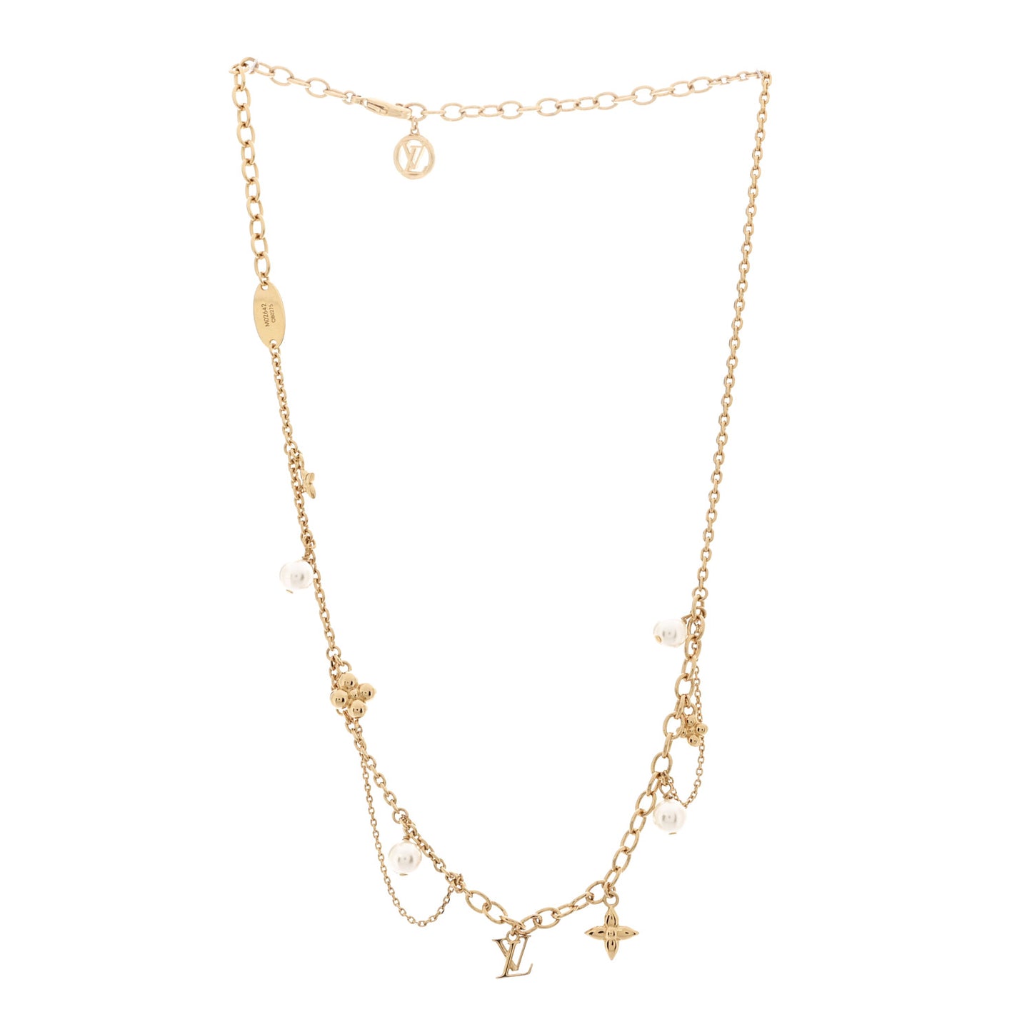 Metal Blooming Pearls Necklace Gold