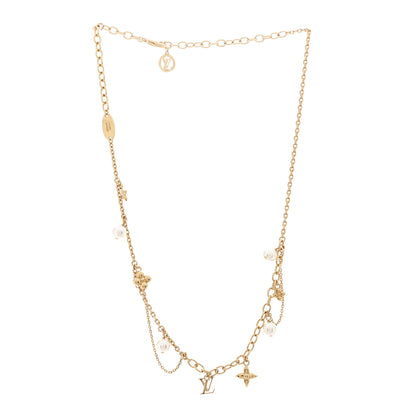 Louis Vuitton Metal Blooming Pearls Necklace Gold 3 of 7