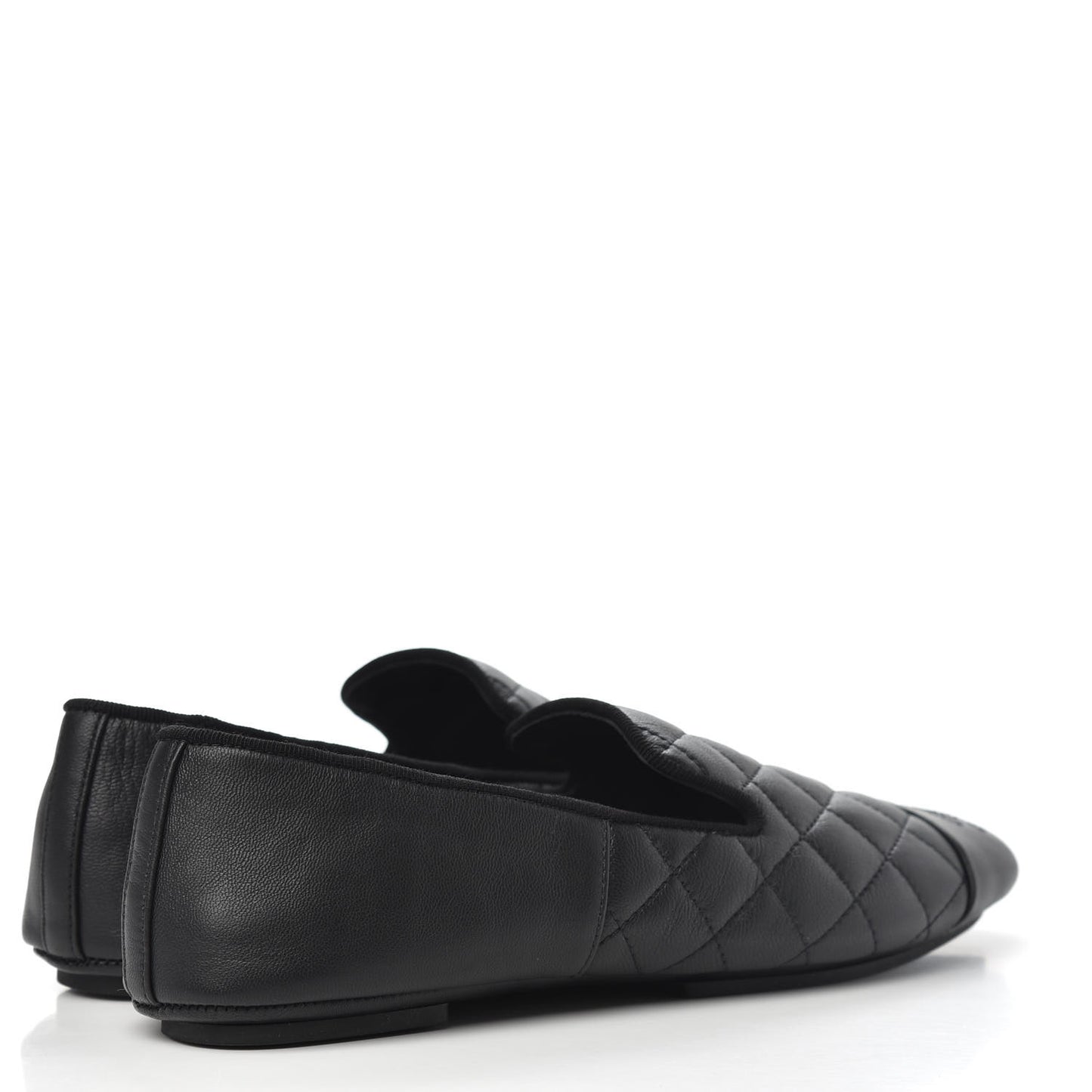 Lambskin Quilted Cap Toe Slipper With Pouch 36 Black