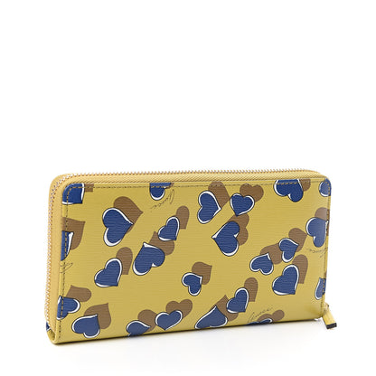 Gucci Calfskin Heartbeat Print Zip Around Wallet Yellow 2 of 6