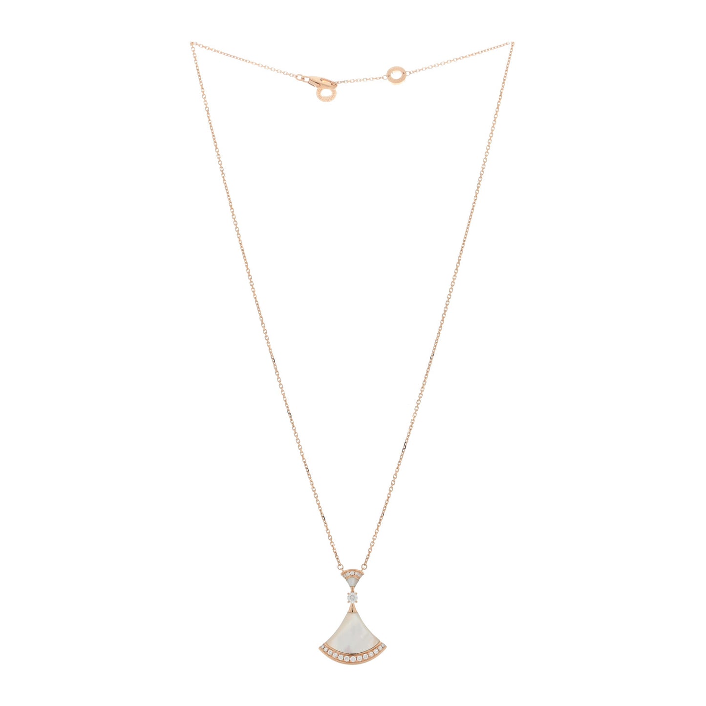 18K Rose Gold Diamond Large Mother of Pearl Divas' Dream Pendant Necklace