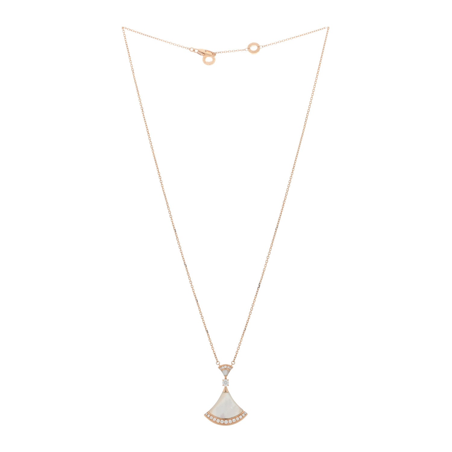 Bulgari 18K Rose Gold Diamond Large Mother of Pearl Divas' Dream Pendant Necklace 2 of 4