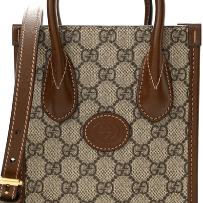 Gucci GG Supreme Monogram Azalea Calfskin Mini Retro Interlocking G Tote Bag Beige Ebony Brown Sugar 8 of 12