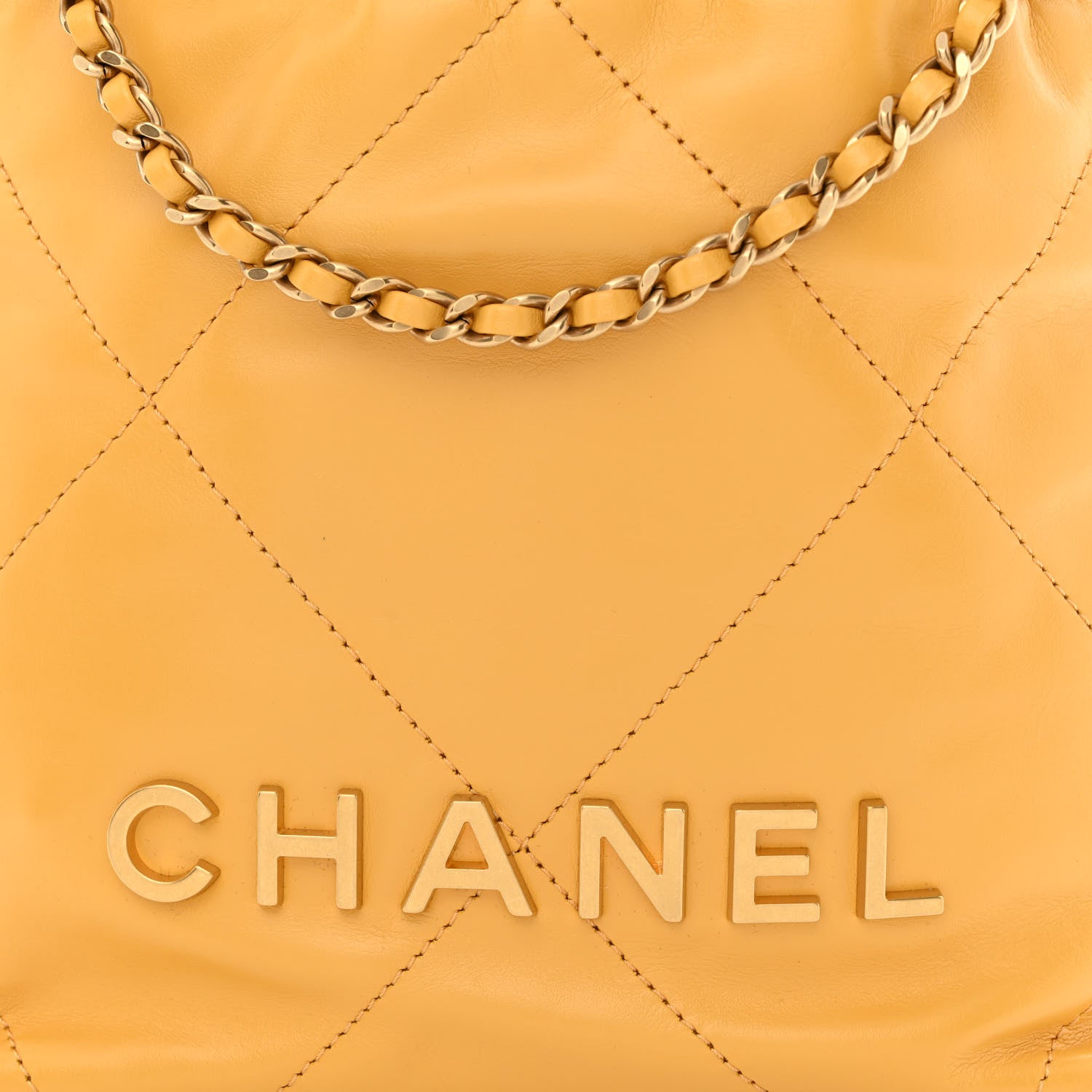 Chanel Shiny Calfskin Quilted Mini Chanel 22 Yellow 8 of 10