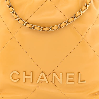 Chanel Shiny Calfskin Quilted Mini Chanel 22 Yellow 8 of 10