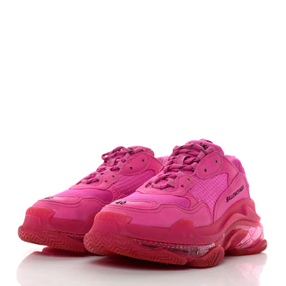 Balenciaga Fabric Mesh Clear Sole Fluo Womens Triple S Sneakers 40 Pink 3 of 8