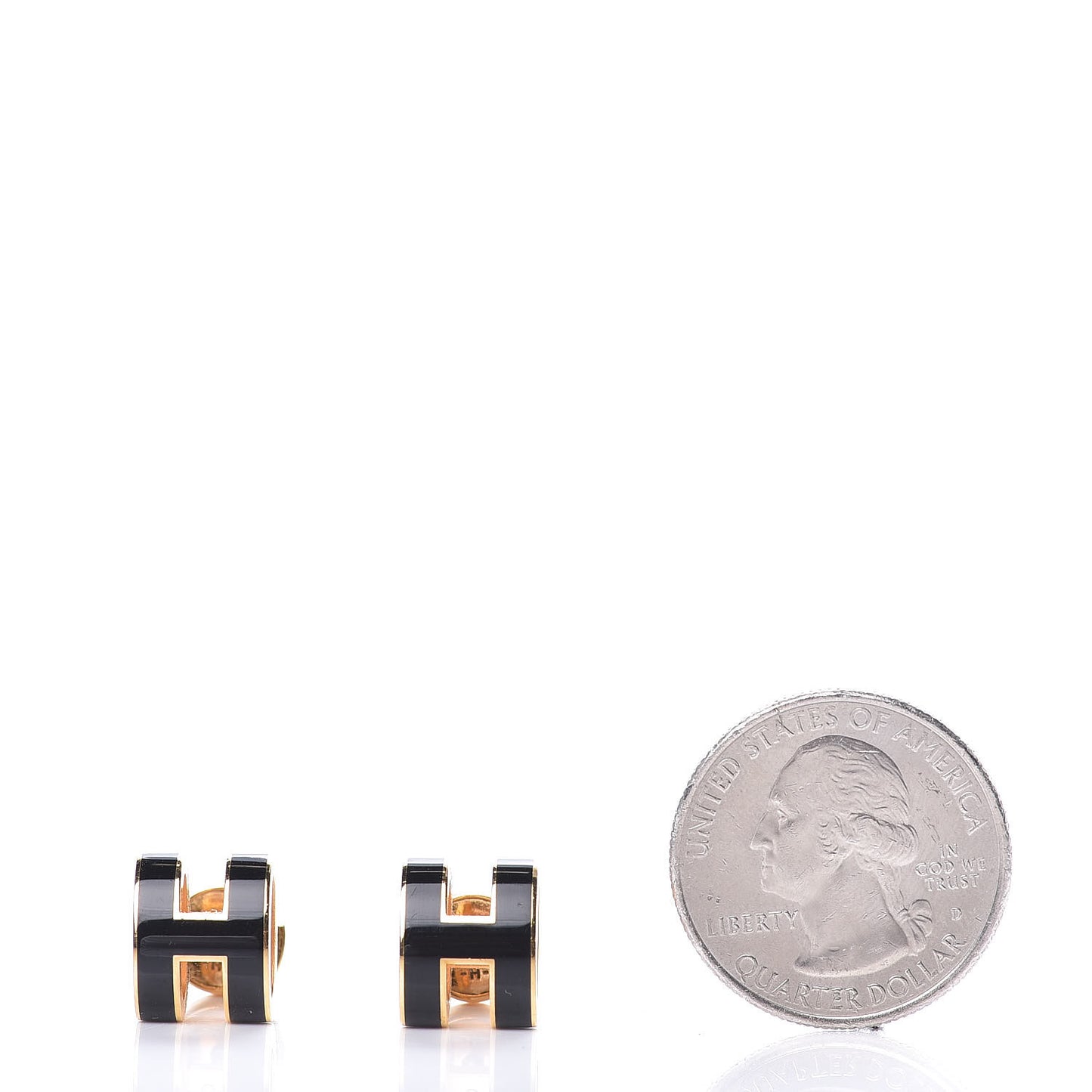 Gold Lacquered Pop H Earrings Black