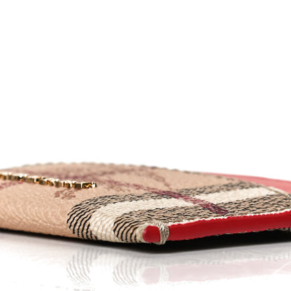 Burberry Soft Grain Calfskin Haymarket Check Izzy Card Case Red 8 of 8