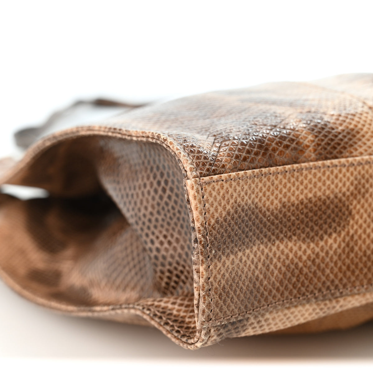 Lizard Frame Shoulder Bag Brown