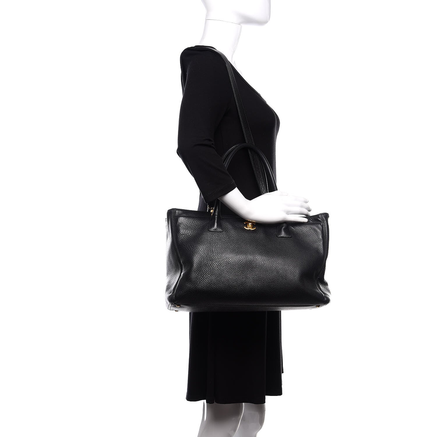 Chanel Calfskin Cerf Executive Shopper Tote Black 2 of 15