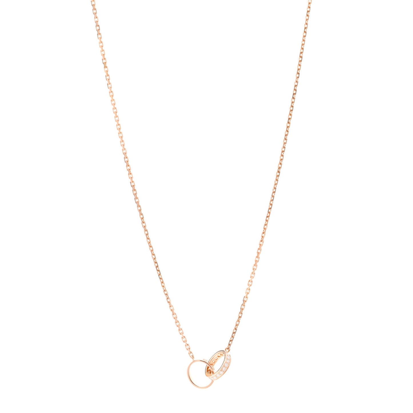 18K Pink Gold Diamond Interlocking LOVE Necklace