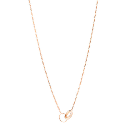 Cartier 18K Pink Gold Diamond Interlocking LOVE Necklace 1 of 6