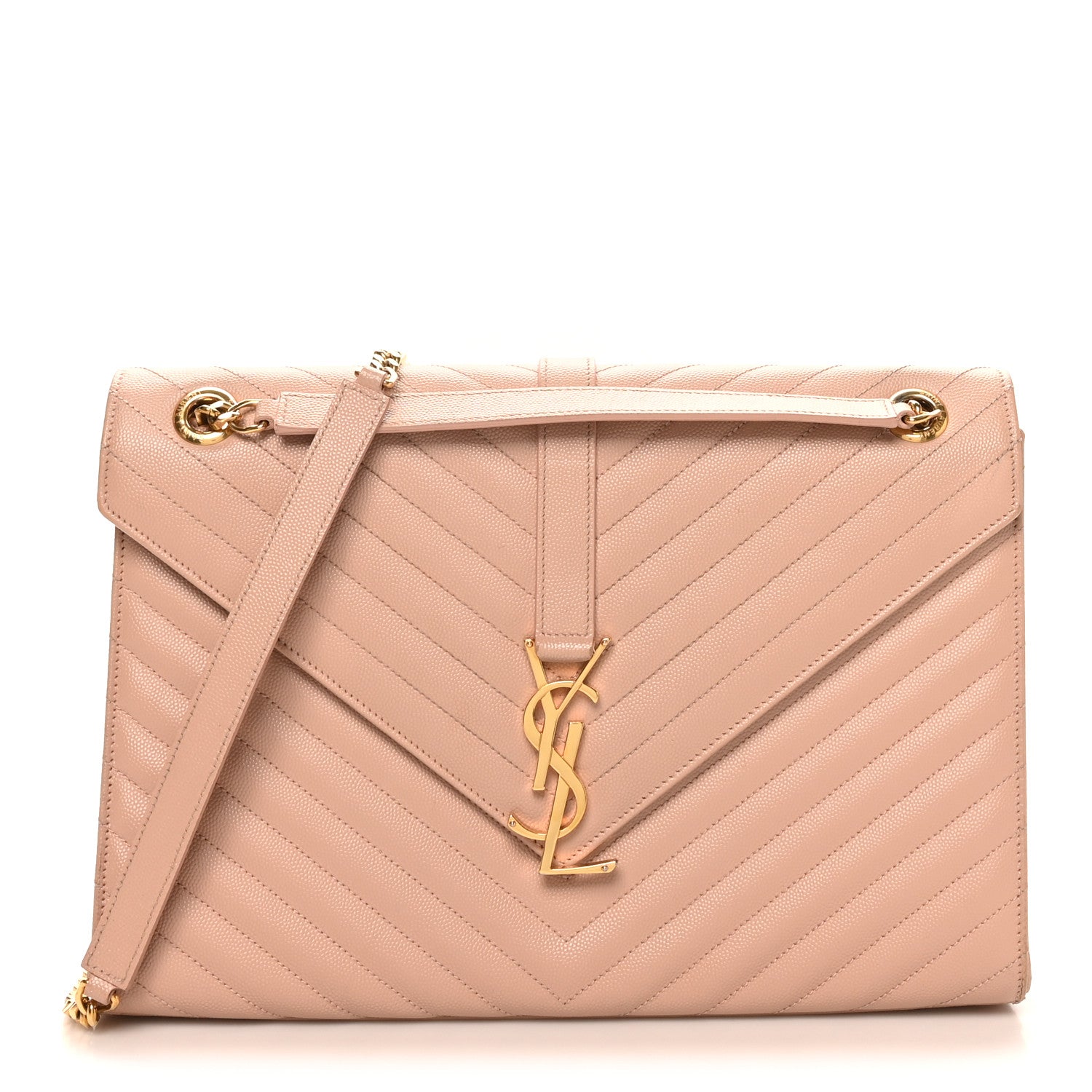 Saint Laurent Grain De Poudre Matelasse Chevron Large Monogram Satchel Pale Pink 1 of 10