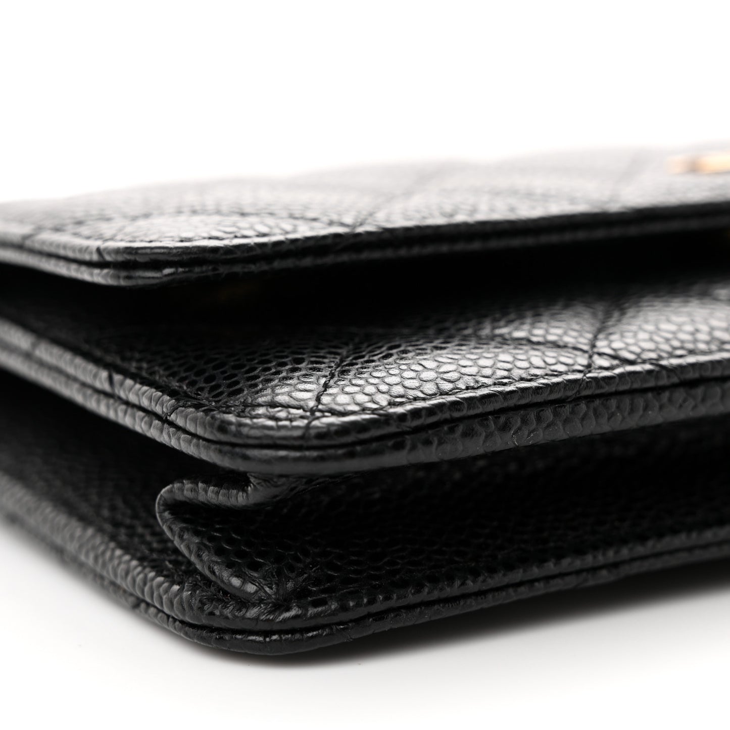 Caviar Quilted Wallet on Chain WOC Black
