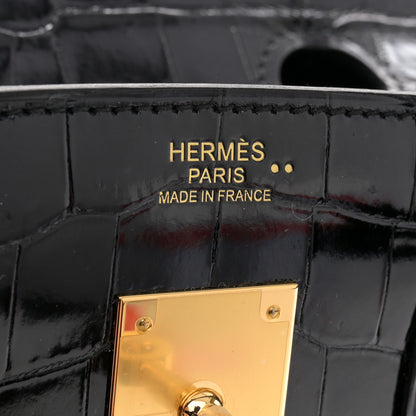 Hermes Shiny Niloticus Crocodile Birkin 30 Black 6 of 11