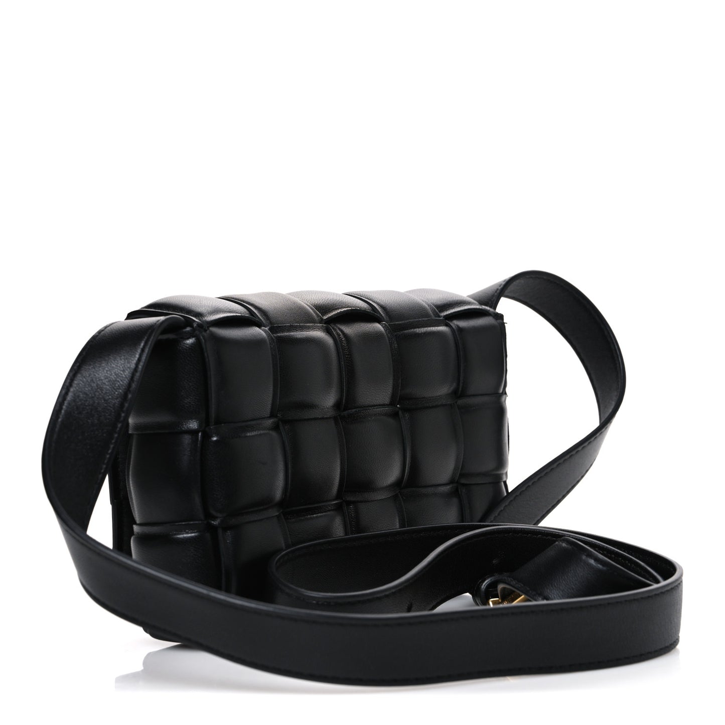Nappa Maxi Intreccio Small Padded Cassette Crossbody Bag Black