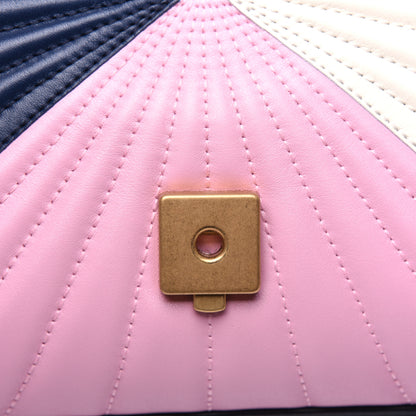 Gucci Calfskin Bamboo Trapuntata Queen Margaret Top Handle Bag Blue Agata Hibiscus Red Mystic White Sugar Pink 12 of 15