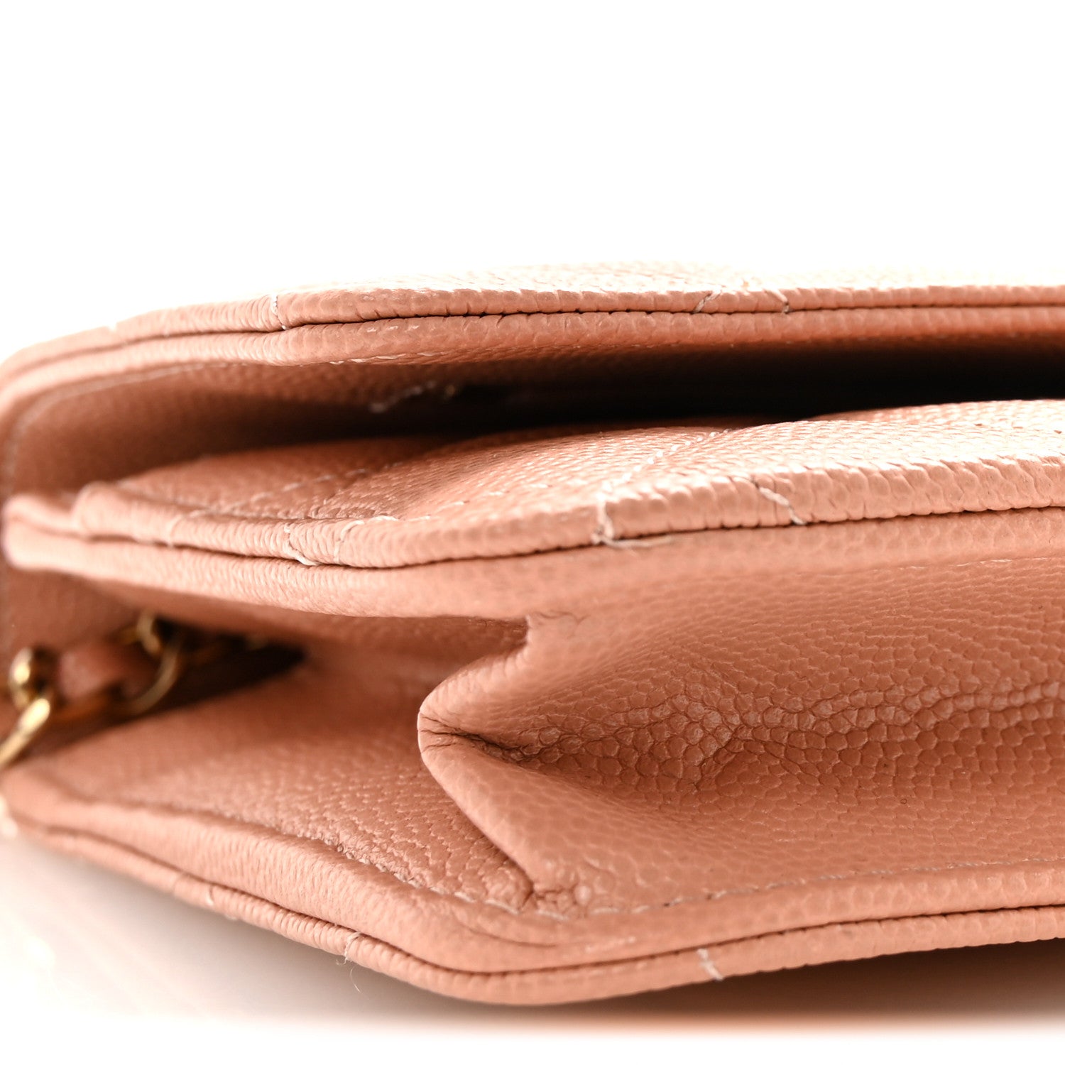 Chanel Caviar Quilted Perforated Metal CC Wallet On Chain WOC Beige 10 of 12