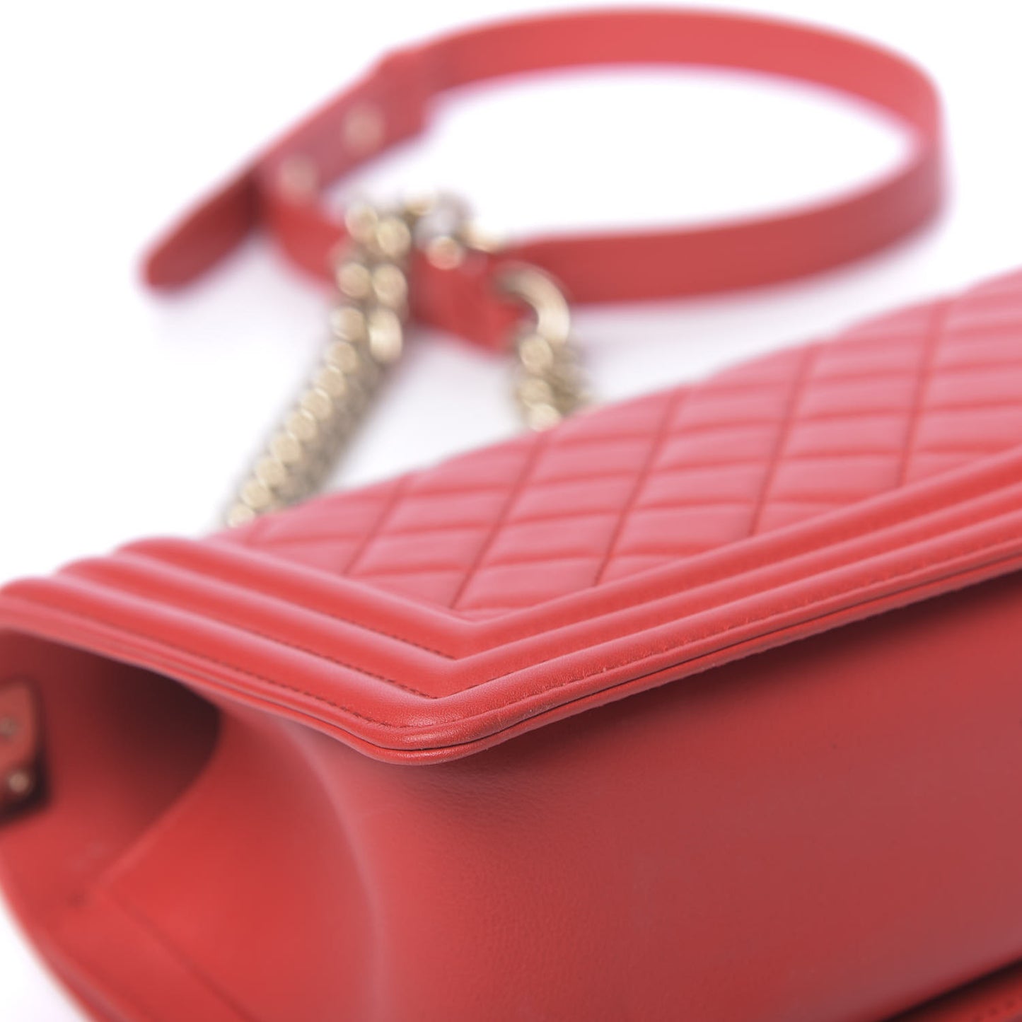 Lambskin Quilted Medium Boy Flap Red